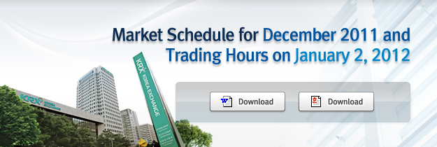 Market Schedule for December 2011 and Trading Hours on January 2, 2012